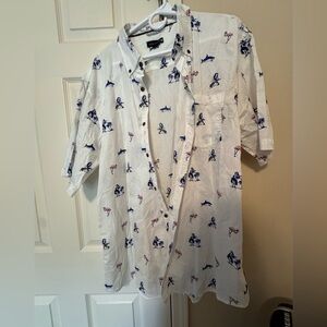 Ocean Current White and Blue Printed Men's Shirt